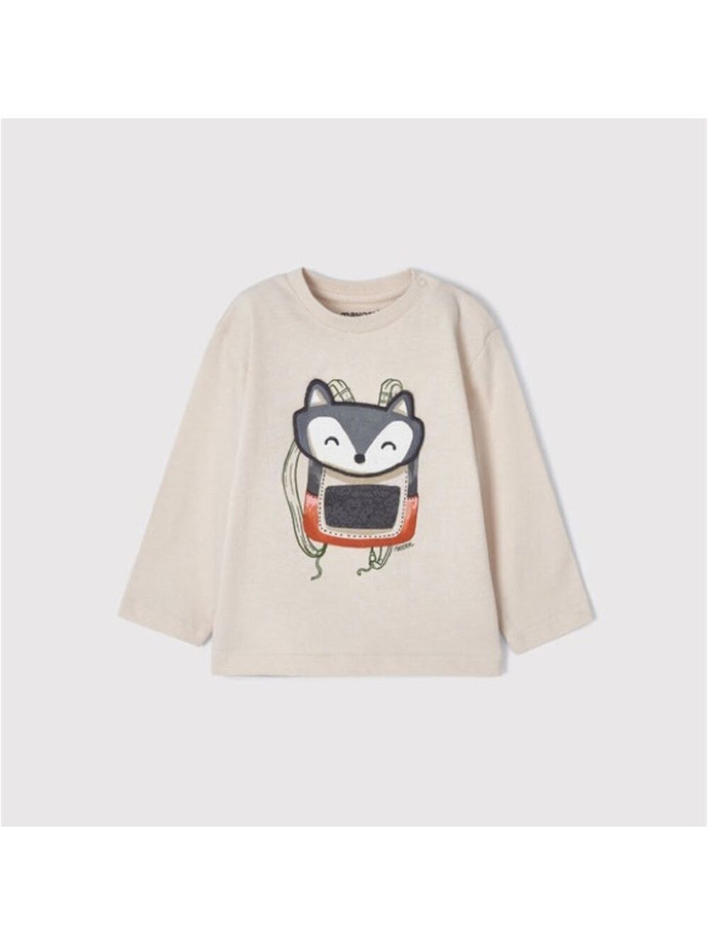 Size 18 months Mayoral Cream Long Sleeve Tee with Fox Graphic